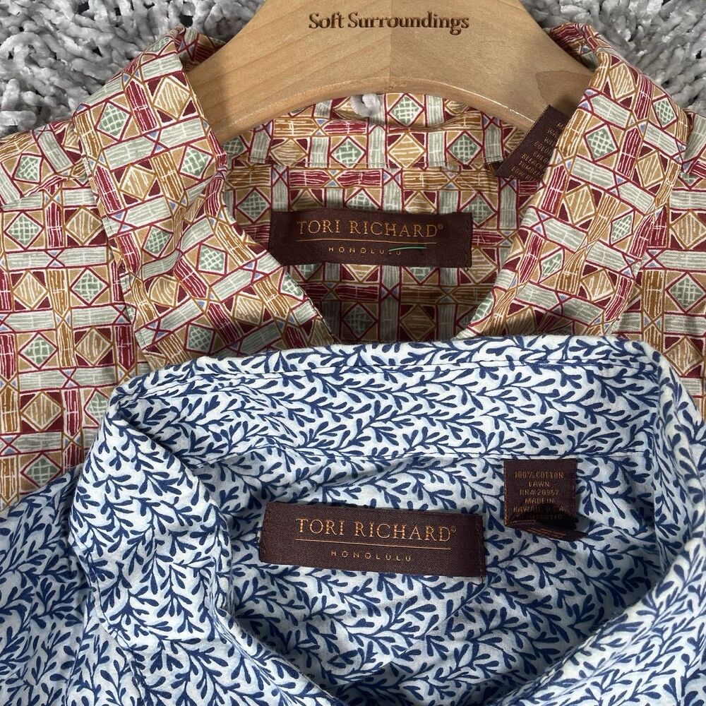 Tori Richard Cotton Lawn Hawaiian Shirt Bundle Of Two Men's XL Short Sleeve